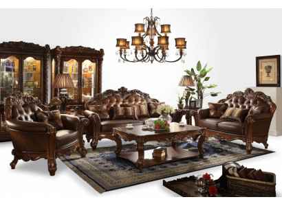 Klassische Garnitur Sofagarnitur Couch Sofa Leder Sofa Polster 321