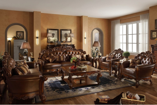 Sofagarnitur 3+4 Sitz Set Design Sofas Polster Couchen Leder 2tlg. Chesterfield