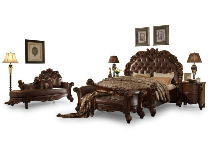 Schlafzimmer Leder Bett Nachttische 5tlg Komplettes Set Betten Holz