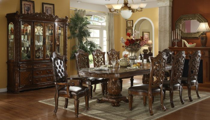 Esszimmer Garnitu Barock Rokoko Tisch & 8x Chesterfield Stühle 9tlg. Set