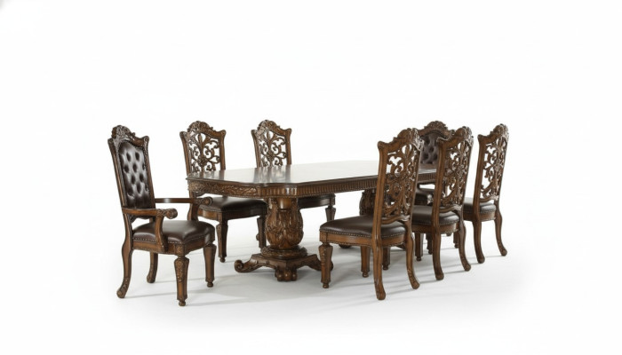 Esszimmer Garnitu Barock Rokoko Tisch & 8x Chesterfield Stühle 9tlg. Set