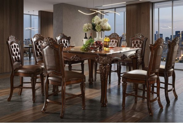 Designer Esszimmer Möbel Rechteckiger Holz Tisch  x8 Stühle 9tlg. Set