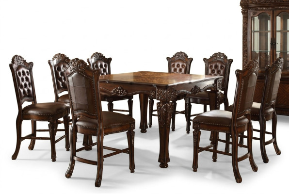 Designer Esszimmer Möbel Rechteckiger Holz Tisch  x8 Stühle 9tlg. Set