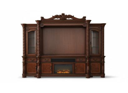 Designer Wohnzimmer Klassisch Dekorative TV Anbauwand Medienwand Fernsehwand