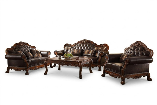 Klassische Garnitur 3+2+1 Sitzer Sofagarnitur Couch Sofa Leder Sofa