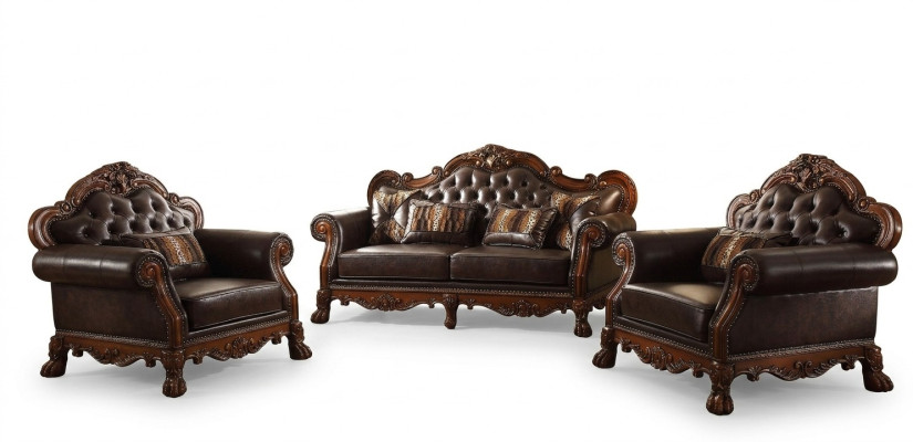 Geschnitzte Möbel Sofagarnitur 3+2 Sitz Sofa Couch Polster Garnitur Gruppe