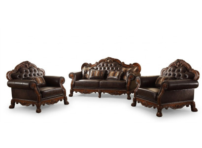 Geschnitzte Möbel Sofagarnitur 3+2 Sitz Sofa Couch Polster Garnitur Gruppe