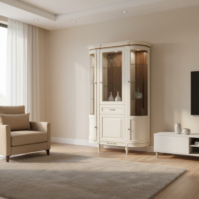 Klassische Schränke Vitrine Holz Edler Luxus Glas Schrank Holz Regal