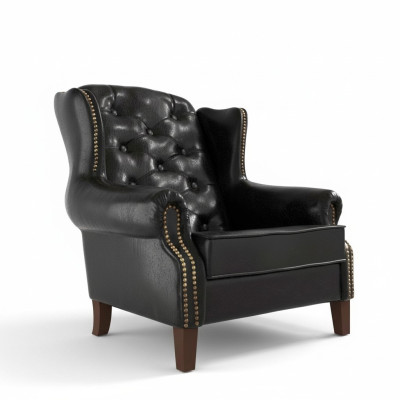 Ohrensessel Sessel Fernseh Design Polster Sofa Couch Chesterfield Leder