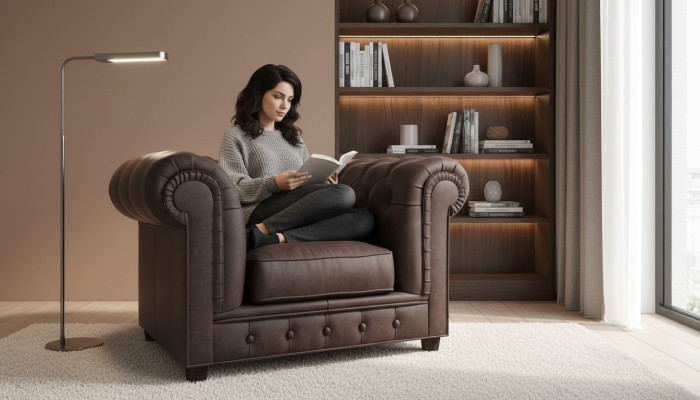Sessel Fernseh Sitz Club Lounge Textil Leder Edler Design Chesterfield