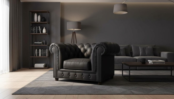 Edler Design Chesterfield Sessel Polster Fernseh Sitz Lounge Club Textil