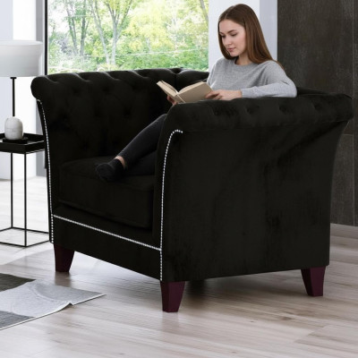 Chesterfield Sessel Couch Polster 1 Sitzer Samt Design Couchen Deko Sofas