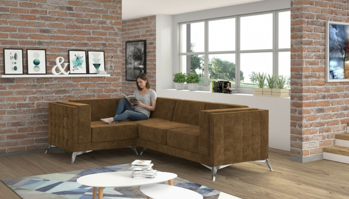 Stoff L-Form Couch Wohnlandschaft Ecksofa Garnitur Modern Design Sofa