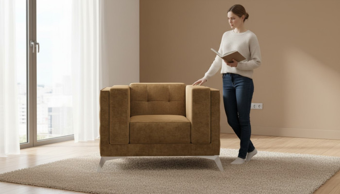 Chesterfield Sessel Fernseh Couch 1 Sitzer Sofa Stoff Couchen Polster Textil