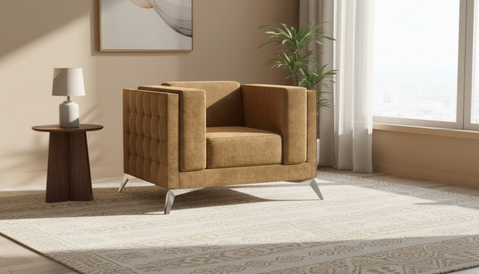 Chesterfield Sessel Fernseh Couch 1 Sitzer Sofa Stoff Couchen Polster Textil