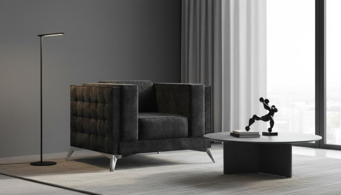 Chesterfield Sessel Couch 1 Sitzer Sofa Textil Stoff Couchen Polster Neu