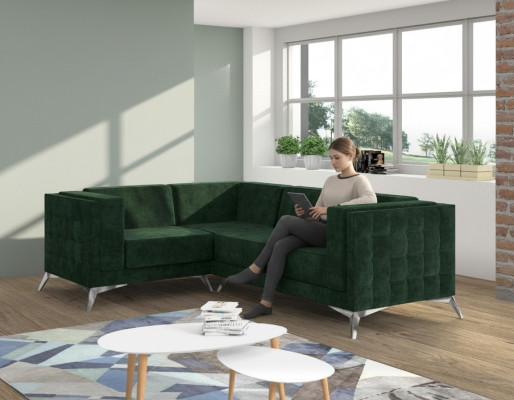Ecksofa L Form Sofa Couch Design Couchen Polster Textil Modern Eck Garnitur Grün