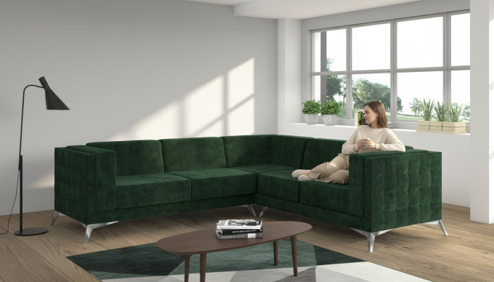 Sofa L-Form Chesterfield Couch Wohnlandschaft Garnitur Design Klassische