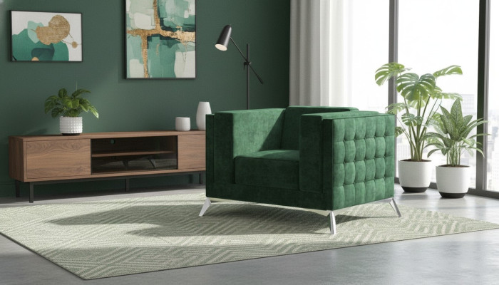 Chesterfield Sessel 1 Sitzer Couchen Polster Neu Fernseh Sofa Textil Stoff