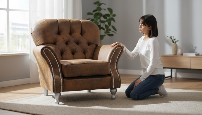 Design Sessel 1 Sitzer Braun Textil Luxus Club Lougne Sofa Fernseh Chesterfield