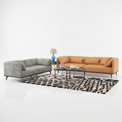 Sofagarnitur 4+3+2 Ledersofa Couch Wohnlandschaft Garnitur Design Modernes Sofa
