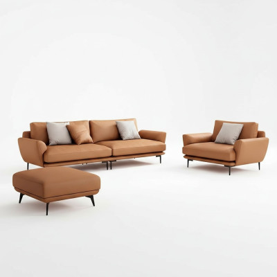 Sofagarnitur 4+3+2 Ledersofa Couch Wohnlandschaft Garnitur Design Modern Sofa