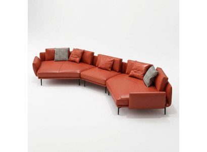 Wohnlandschaft Garnitur Design Modern Sofa Ecksofa Sofa U-Form Ledersofa Couch