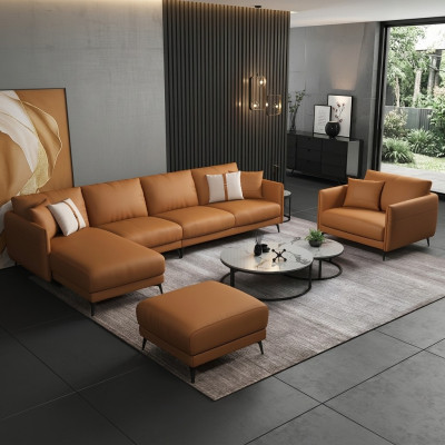 Ecksofa + Sessel Ledersofa Couch Wohnlandschaft Garnitur Design Modern Sofa Sitz