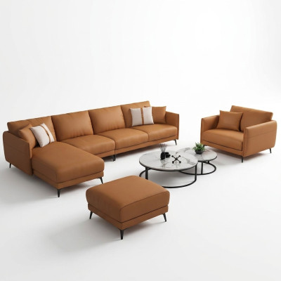 Ecksofa + Sessel Ledersofa Couch Wohnlandschaft Garnitur Design Modern Sofa Sitz