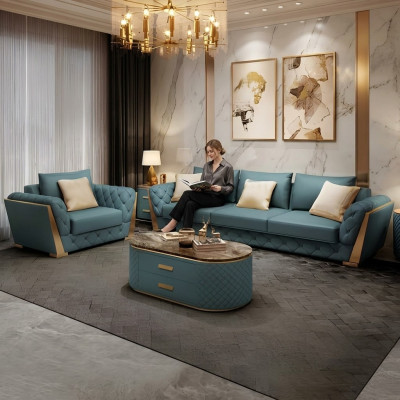 Sofagarnitur 3+2+1 Sitzer Wohnlandschaft Sofa Couch Polster Sofas Garnitur Leder