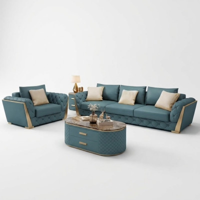 Sofagarnitur 3+2+1 Sitzer Wohnlandschaft Sofa Couch Polster Sofas Garnitur Leder