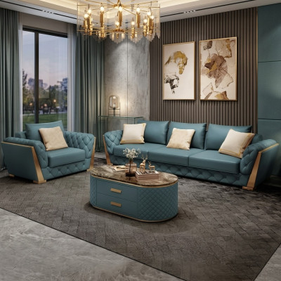 Sofa 3 Sitzer Wohnlandschaft Sofas Couch Polster Garnitur Stoff Modern Leder
