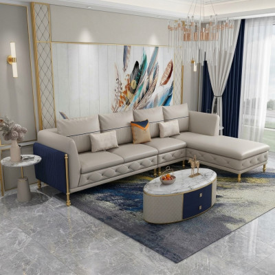 Luxuriöse Wohnzimmer Eckgarnitur Ecksofa Eckcouch Sofa Polster Ecke Couch Leder