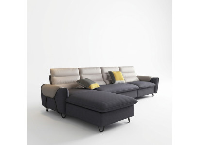 Wohnlandschaft Couch Polster Textil Stoff Leder Sitz Garnitur L-Form Eck Ecksofa