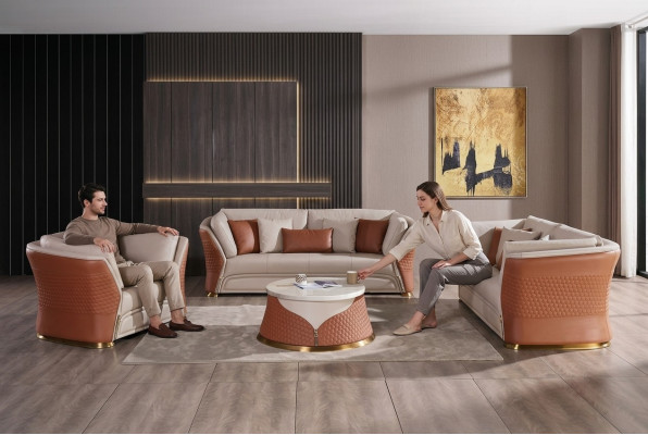 Wohnlandschaft Sofa Polster Sofagarnitur 3+2+1 Sitzer Beistelltisch Couchtisch