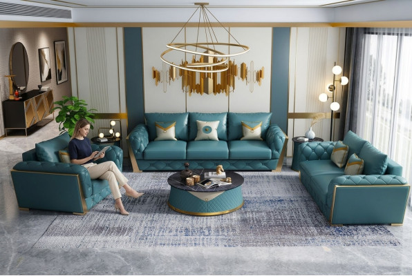 Sofagarnitur 3+2+1 Sitzer Wohnlandschaft Couch Sofa Polster Garnitur Sofas Leder