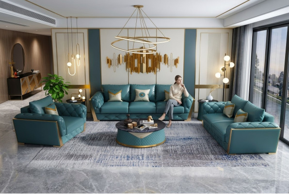 Sofagarnitur 3+2 Sitzer Wohnlandschaft Sofa Couch Polster Garnitur Sofas Leder