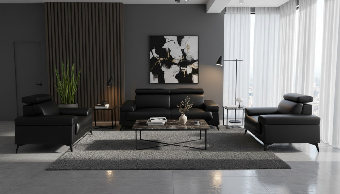 Sofagarnitur 3+1+1 Sitzer Wohnlandschaft Sofa Couch Polster Garnitur Sofas Leder