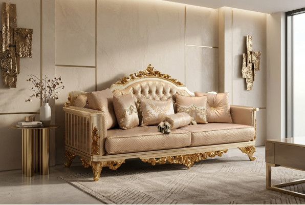 Sofagarnitur 331 Sitzer Textil Komplett Set Sofa Sessel Holz Chesterfield