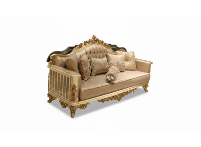 Luxus Sofa 3 Sitzer Textil Sofa Gold Design Möbel 3er Chesterfield Polster Neu