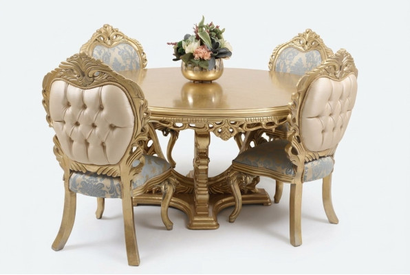 Esszimmer set 4 Stühle Set Esszimmer Designer Holz Stuhl Garnitur Rund Tisch Neu