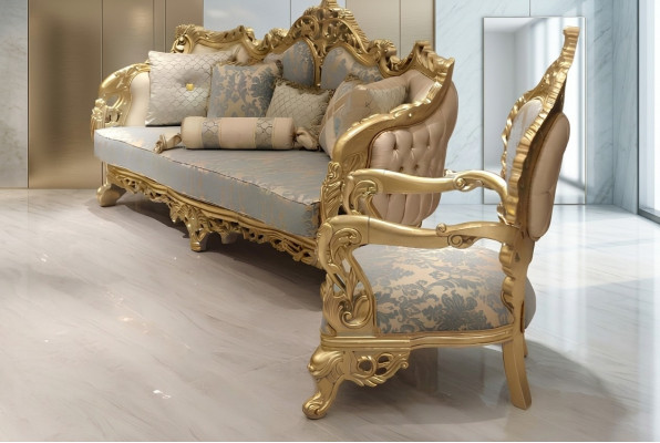 Chesterfield Sofa 3 Sitzer Polster Sofa Klassisch Textil Holz Neu