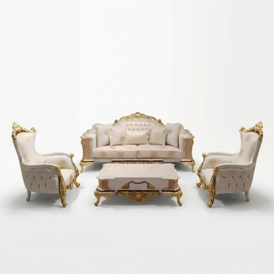 Sofagarnitur 3311 Sitzer Sofa Wohnzimmer Set Chesterfield Sessel Textil Neu