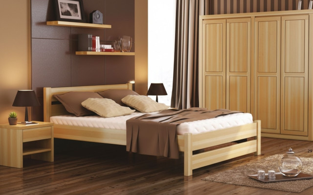 Schlafzimmer 3tlg. Set Bett Nachttische 2x Betten Echtes Holz Massivholz