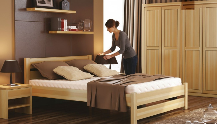 Schlafzimmer Set Komplett 5tlg. Bett Echte Nachttische Massive Holz Möbel Neu