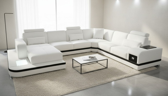 Design Ledersofa Sofa Modernes Polster Leder Ecksofa Couch Textil Wohnlandschaft