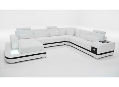 Design Ledersofa Sofa Modernes Polster Leder Ecksofa Couch Textil Wohnlandschaft