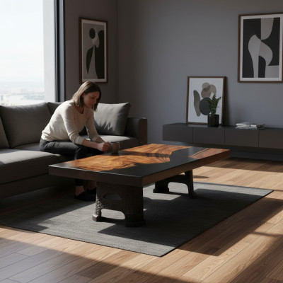 Couchtisch River Table Massiv Tische 100x60 Flusstisch Echtes Holz