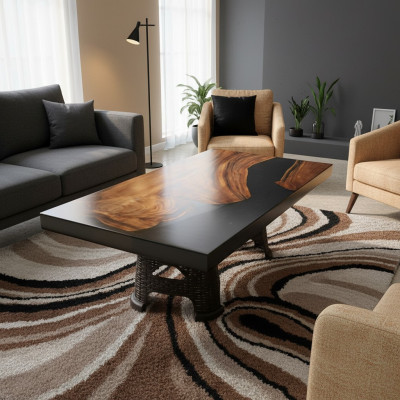 Couchtisch River Table Massiv Tische 100x60 Flusstisch Echtes Holz
