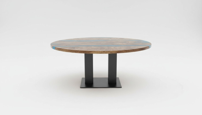 Runder Esstisch River Table Echtes Holz Flusstisch 150cm Tische Epoxidharz